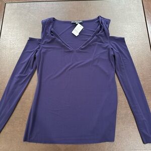 NWT Saks fifth Avenue medium Purple off the shoulder long sleeve top